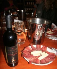 Meat, cheese and wine